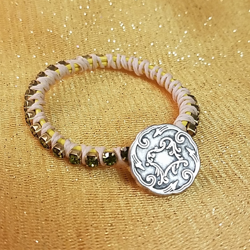 Leather Rhinestone Bracelet